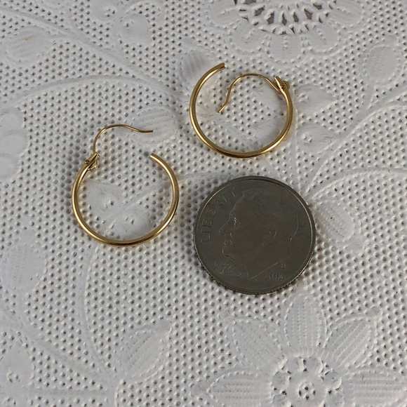 Small 14 Karat solid yellow Gold Huggie Hoops - Picture 4 of 5